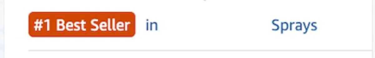 #1 Best Seller badge in Sprays category on Amazon